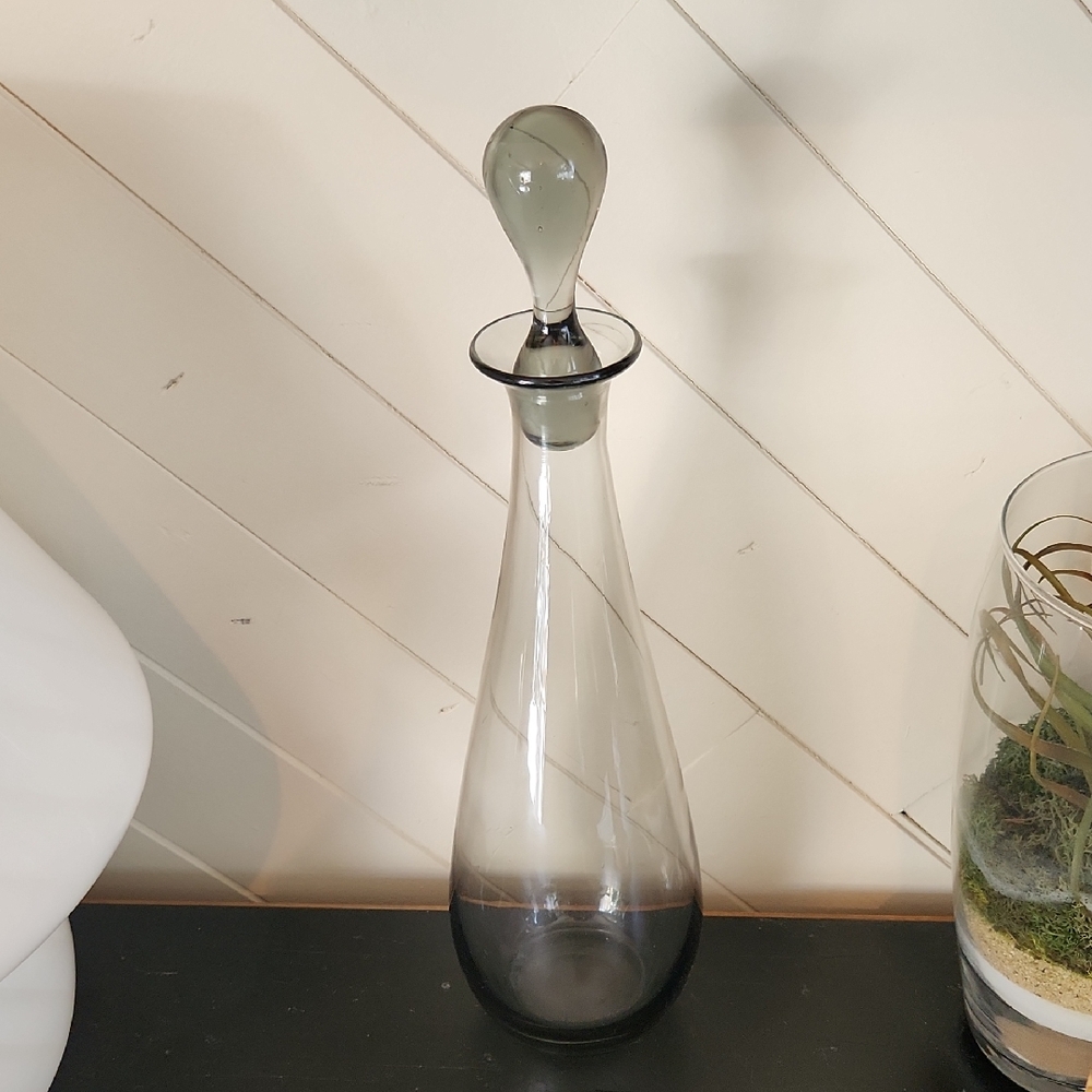 MCM Holmegaard Teardrop Decanter - Elegant Gray Glass Decanter